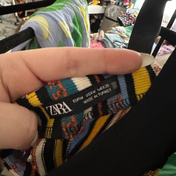 Zara Striped Knit Romper Black Yellow Size Medium - Picture 4 of 5